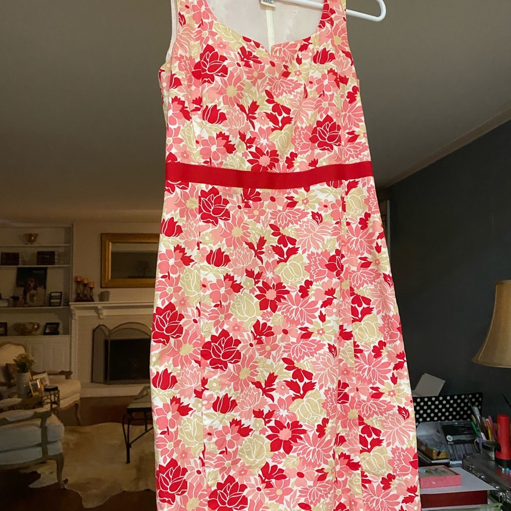 Ann Taylor Loft red flowered sundress. 0P